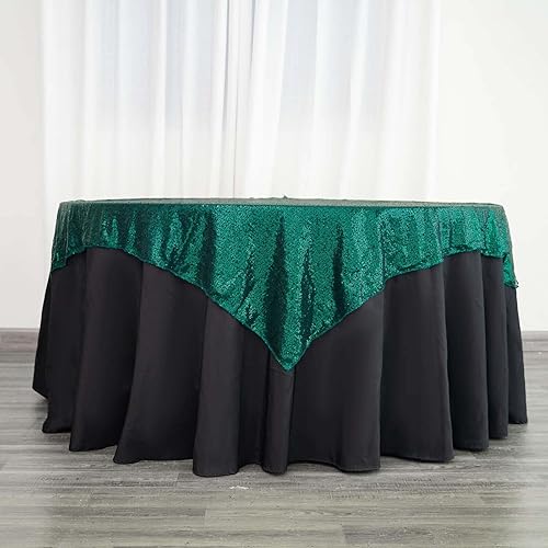 Efavormart - Mantel cuadrado de lentejuelas verde esmeralda para bodas, fiestas, eventos, banquetes, 60 x 60 pulgadas