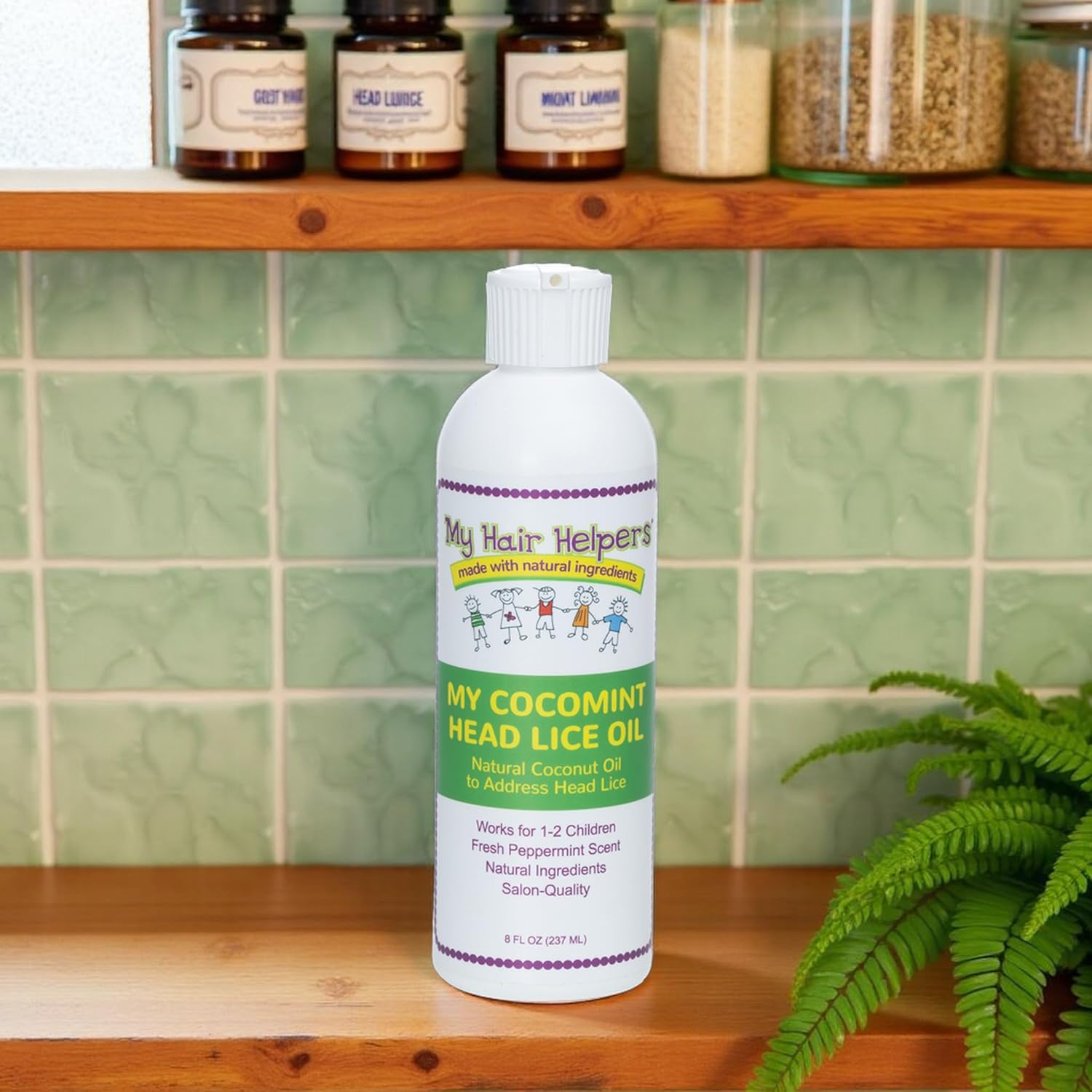 My Hair Helpers Cocomint Lice Removal Oil for Fine Hair and Lice Eliminator Nit Comb - for 1-2 Kids