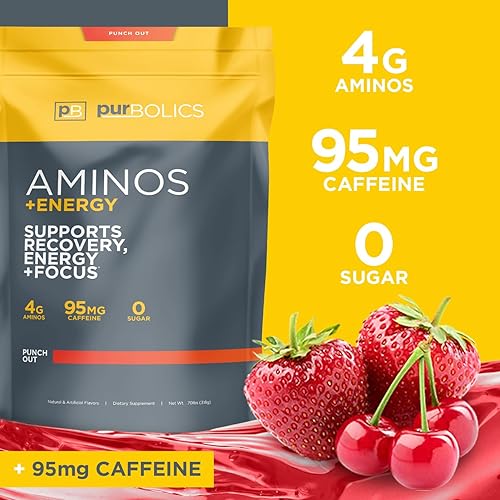 Miniatura 3 de Purbolics Aminos + Energía  Apoya la recuperación, la energía y la concentración  95 mg de cafeína, 0 azúcar y 60 porciones (salida)