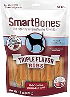 Vista 7 de SmartBones Sin colorantes artificiales ni conservantes masticables de costilla y alas, dale a tu perro un divertido masticable de triple sabor, 10