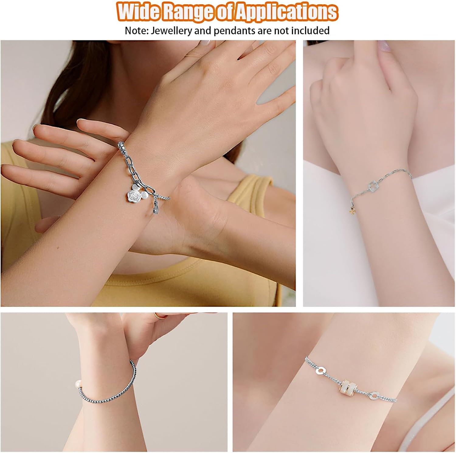 Fesorsi Silver Necklace Chain for Jewelry Making, 46ft 6 Style Rolled Steel DIY Jewelry Chain Roll Bracelet Bulk Link Plated Permanent for Earring Anklet Craft with Jump Ring, Lobster Clasp, Pliers - Image 5