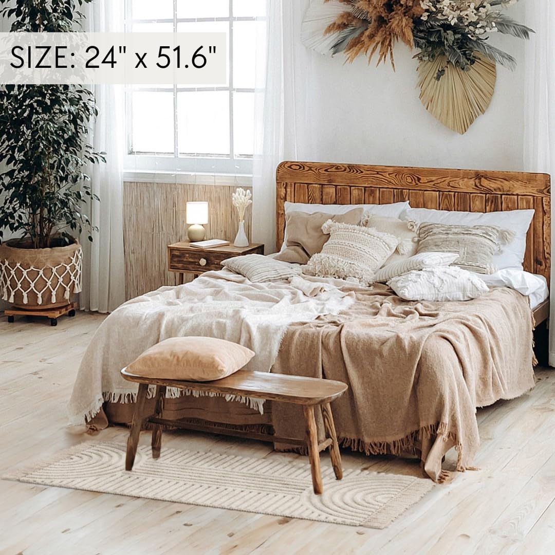 KIBAGA Tappeto da bagno Boho con nappe, morbido, lavabile, antiscivolo, in cotone, perfetto 0,6 x 1,3 m, dimensioni per migliorare l'arredamento moderno della casa