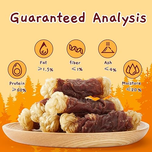 Vista 4 de Jungle Calling Tendones de carne de res para perros, tendones envueltos en pato, masticables para perros de larga duración para cadera