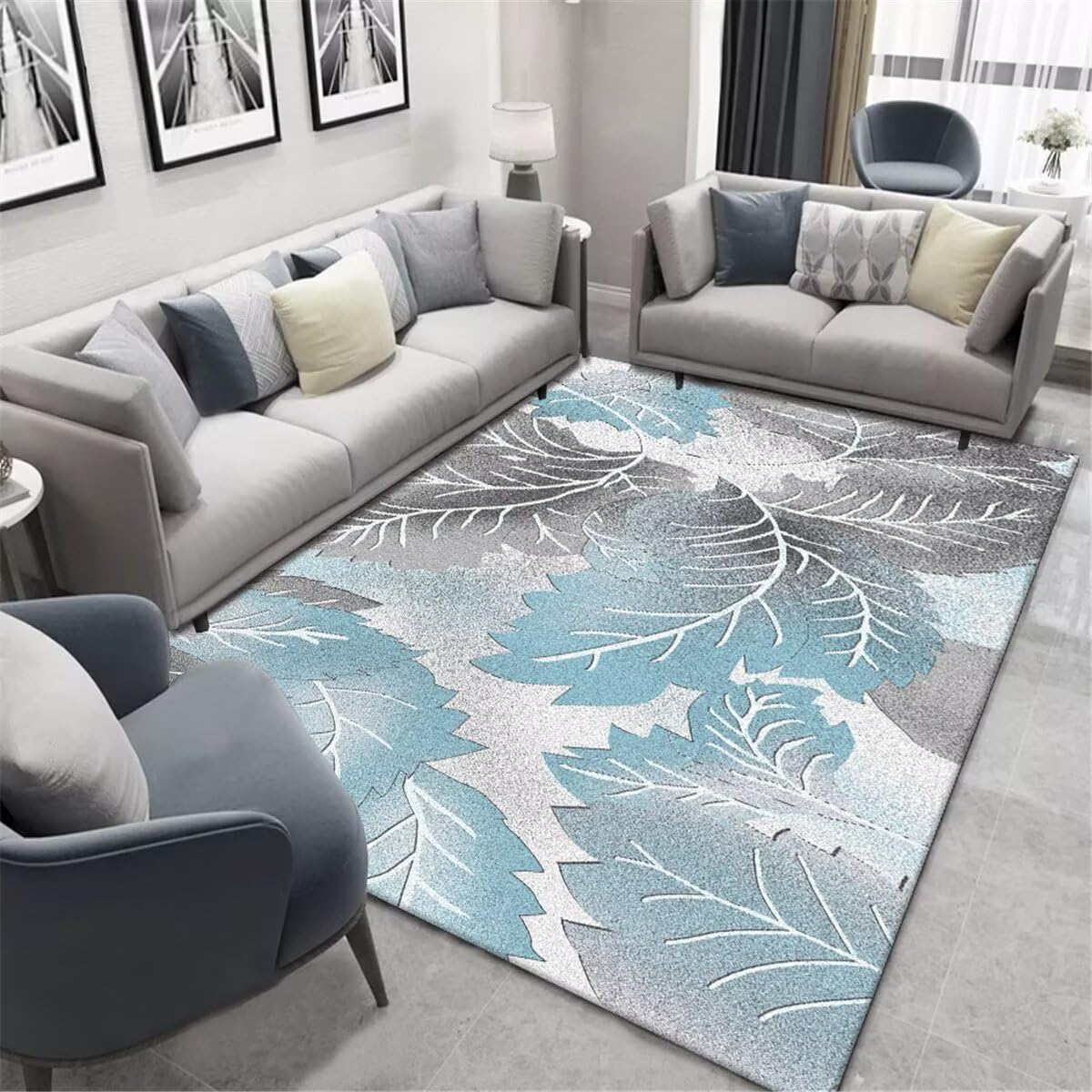 Tapis de jeux enfant pour chambre à coucher et salon aux motifs feuilles