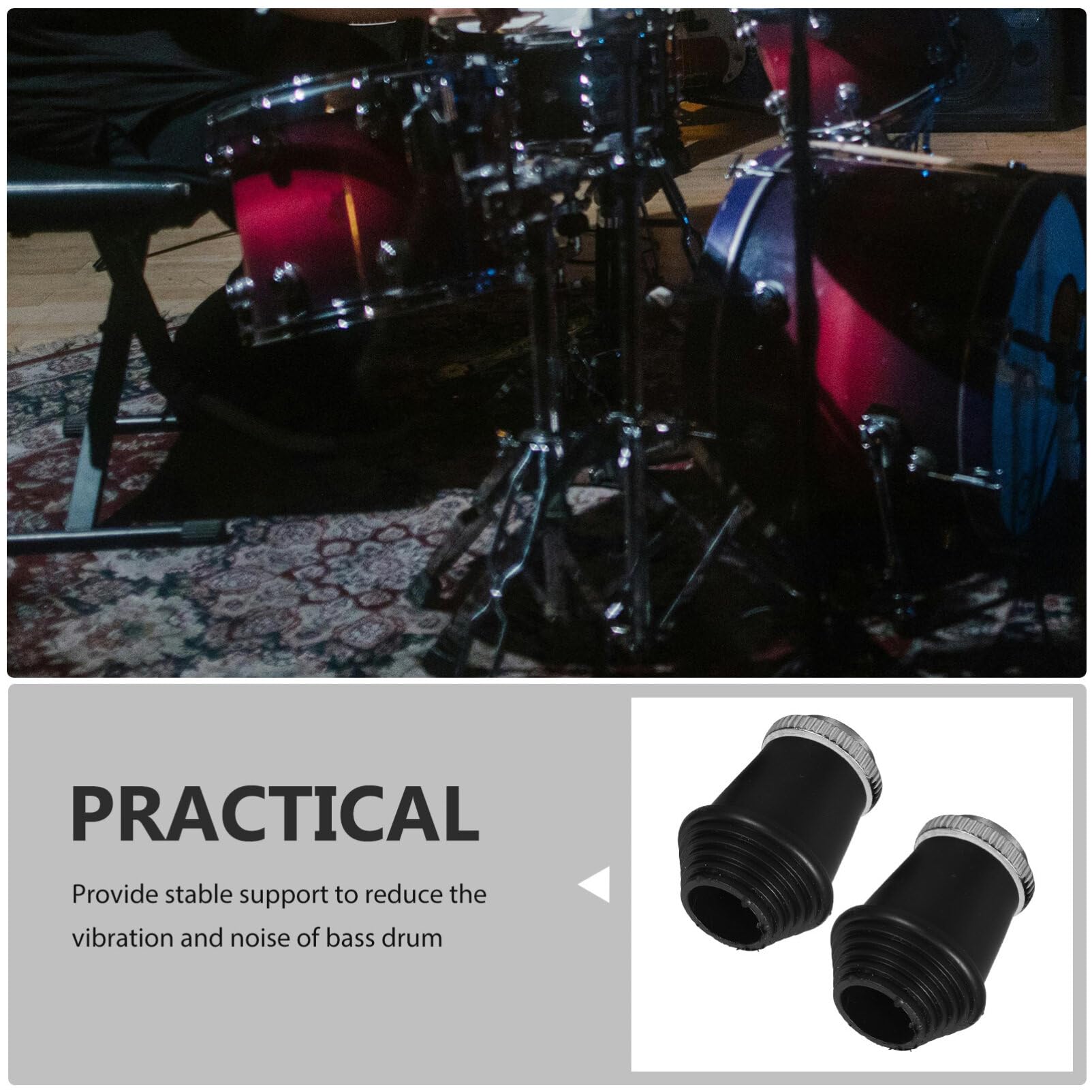 UPKOCH Rubber Foot Pads for Drum Kit Legs 3.2X2.8X2.8Cm Threaded Bass Drum Feet Non-Slip Rubber Pads for Stand Stability 2 Pieces - Image 4