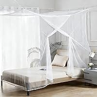 Vista 10 de Comtelek Dosel de Cama de 8 Esquinas con 100 Luces LED de Cadena de Estrellas Operadas por Batería, Red de Cama Estilo Único de 4 Puertas Cortinas