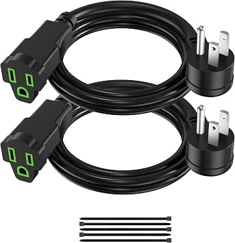 2 Pack Power Extension Cord 3FT/36Inch, 3 Prong Electric Extension Cable Single Outlet Saver, Heavy Duty, Waterproof, 16 AWG, 13A 125V, Outdoor and Indoor, for Home, Office, Holiday Light - Black
