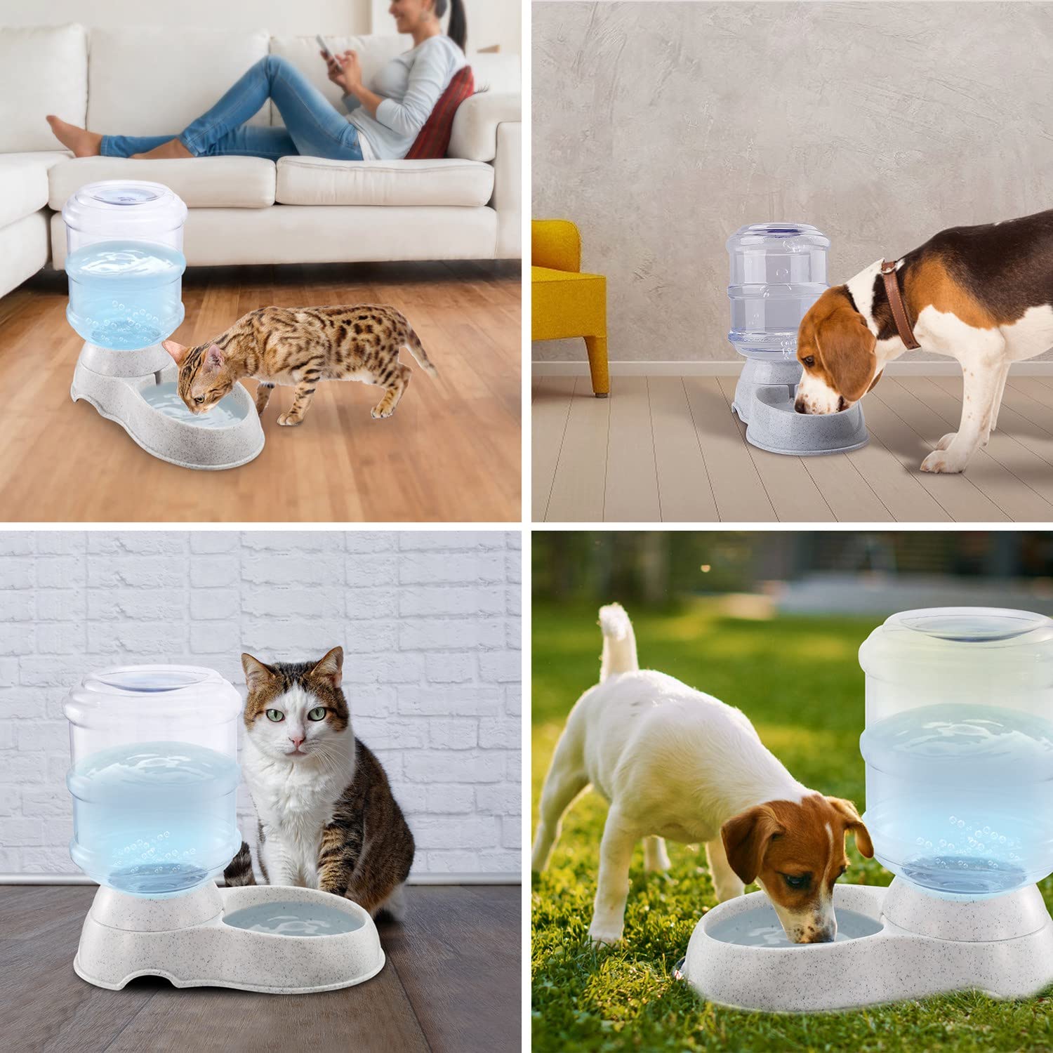 Dog Water Dispenser | Automatic 1 Gallon Cat and Dog Gravity Feeder, Waterer Dispenser Station,Small and Big Pets Water Station, Pet Water Bowl