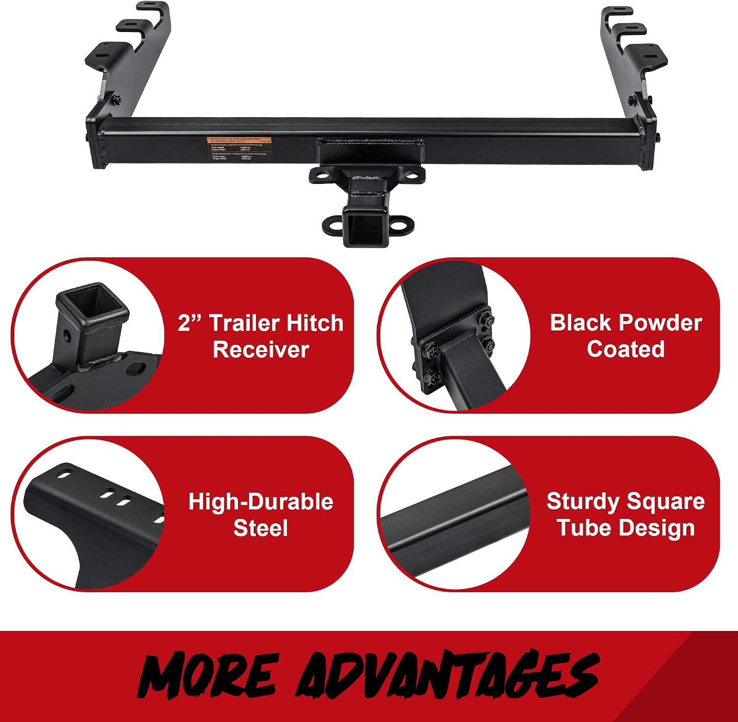 DBXB-RV Class 4 Trailer Hitch 2-Inch Receiver Compatible with 1999–2007 Chevy Silverado 1500/1500HD/2500 & GMC Sierra 1500/1500HD/2500, Heavy Duty Towing Hitch, 14332.