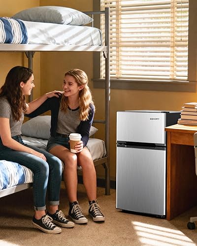 Miniatura 9 de Euhomy - Refrigerador miniatura con congelador, 3.2 pies cúbicos, refrigerador miniatura con congelador, refrigerador de dormitorio con congelador