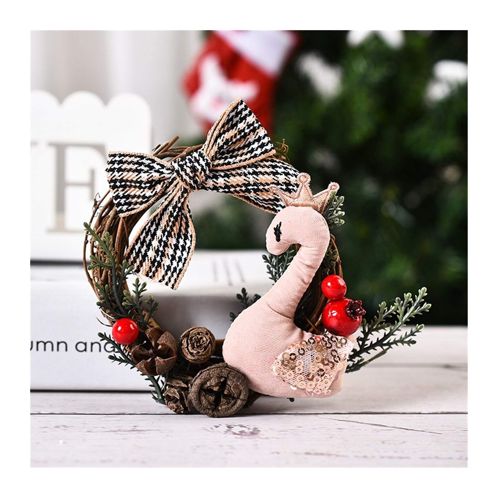 Herbstkranz 8 Stile Kreativer Weihnachtskranz Handgemachte Wandbehang Wand Tür Dekoration Girlande Ornamente Familie Weihnachtsfeier Dekor Weihnachtskranz (Color : 04)