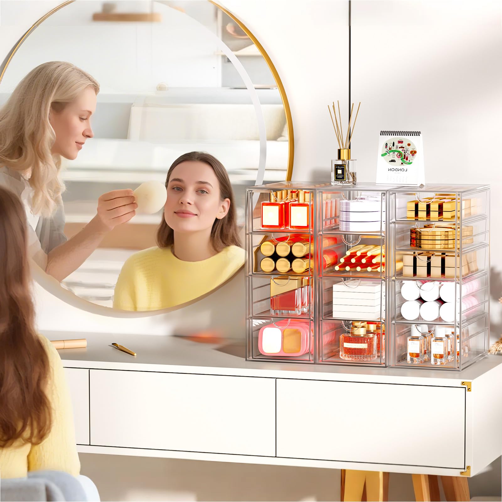 Organizzatore da scrivania 6 cassetti trasparente antipolvere per cosmetici gioielli penne cancelleria