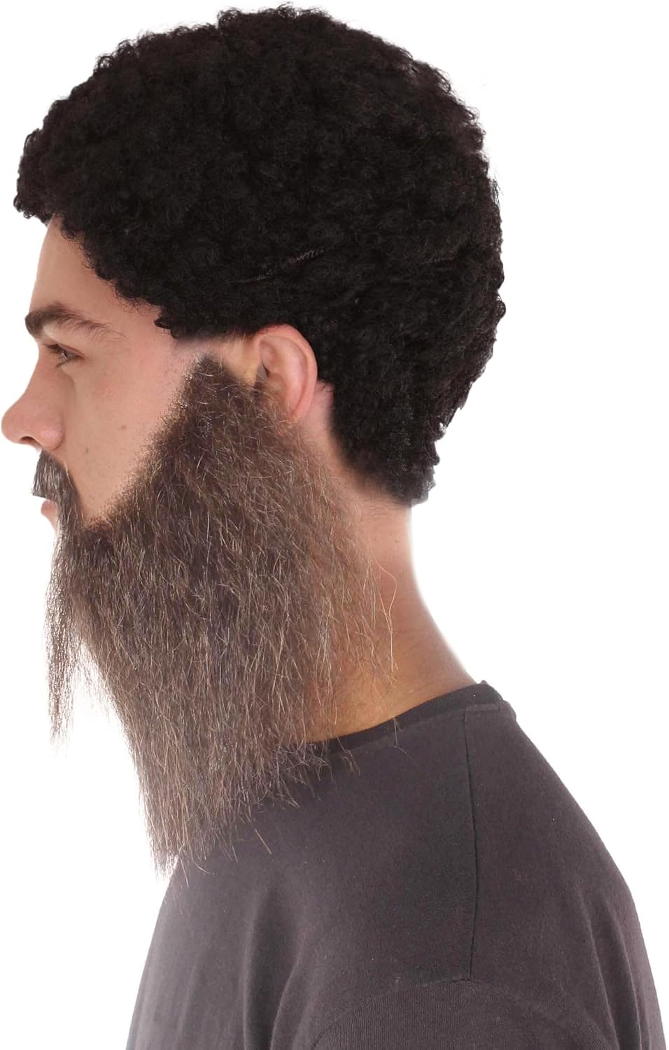 Adult Men's Extended Synthetic Beard for Costume Play, Flame-Retardant Synthetic Fiber