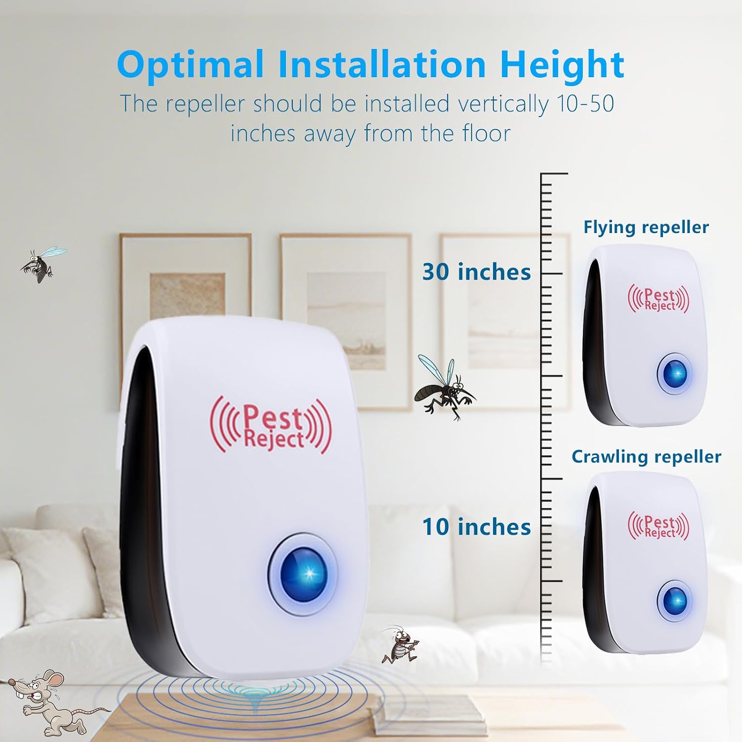 8 Pack 2026 Ultrasonic Repellent Indoor, Mouse Traps Insert Plug in, Pest Control Repellent Ant, Roach,Rodent, Mouse, Bugs, Mosquito, Spider, for Home, Office, Kitchen