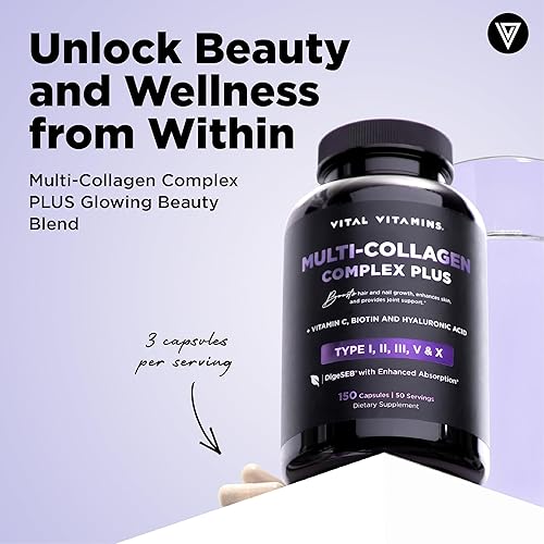 Miniatura 2 de Vital Vitamins Multi Collagen Plus - Biotina, ácido hialurónico, vitamina C - Colágeno para mujeres y hombres - Suplemento de apoyo al crecimiento