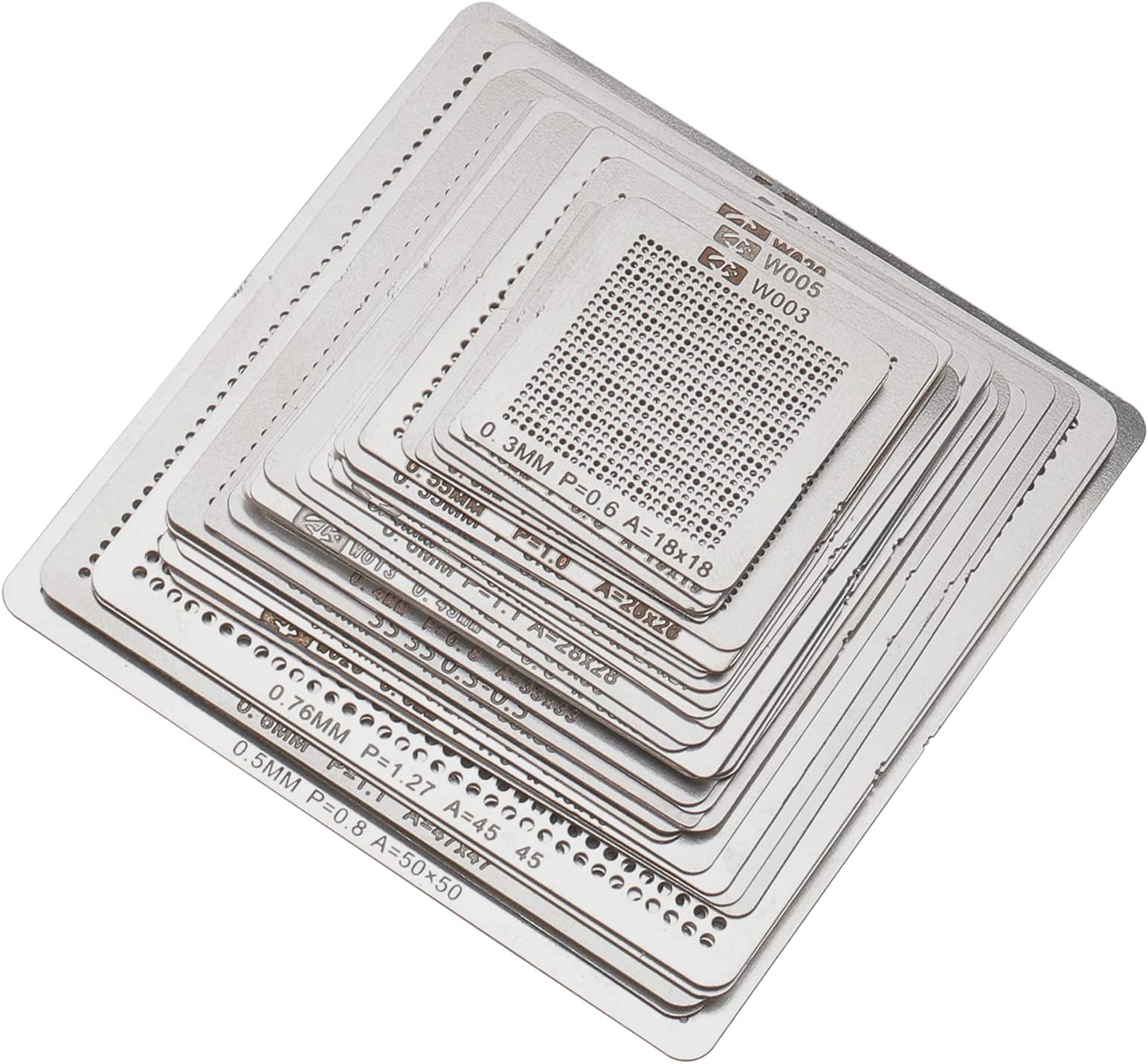 Ellbest 36pcs BGA Reballing Stencils Rework Station, Universal Steel Template Mesh Directly Heat Set Kit for Laptop CPU Repair Tools