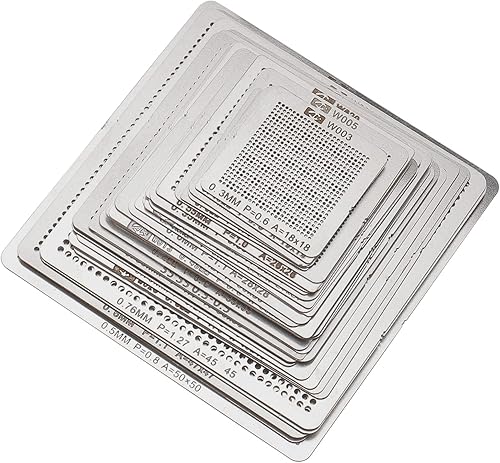 Ellbest 36pcs BGA Reballing Stencils Estación de Retrabajo, plantilla de acero universal malla directamente calor set kit para portátil CPU