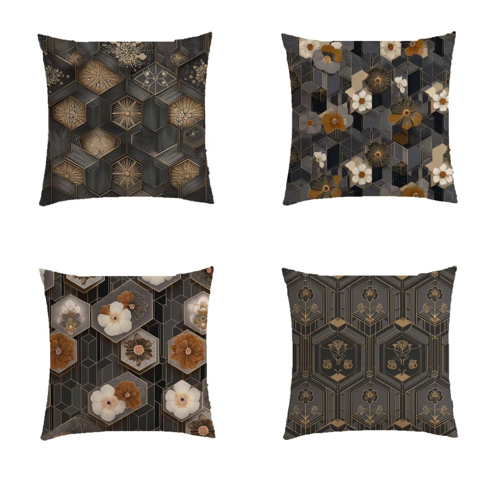 Housse de coussin 60x60cm flower gifts lot de 4 idéal pour offrir à un proche