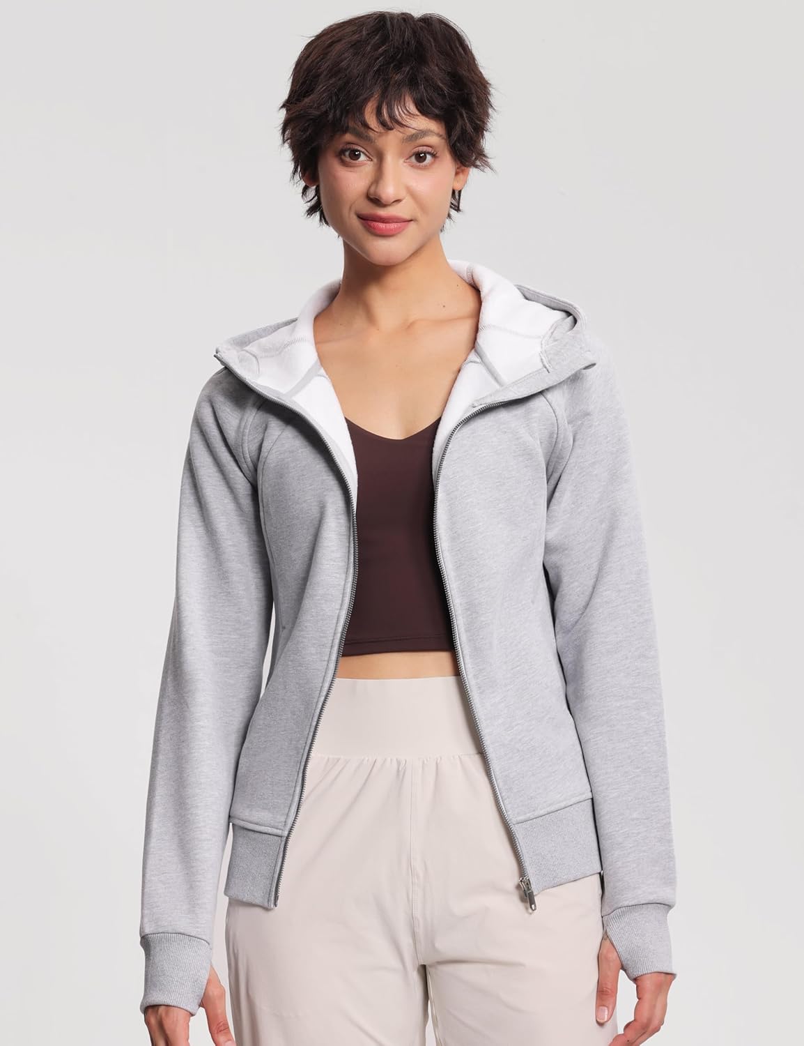 THE GYM PEOPLE Women's Zip Up Hoodies Fleece Workout Jackets Sweatshirts with Pockets Thumb Hole