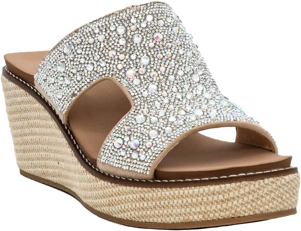 Corkys Footwear Kiss N Tell Slip-On Womens Wedges - Featuring Corkys Signature EVA Cushioned Insole for All-Day Wear, A Slip-In Design, and A Trendy 'H' Band Upper
