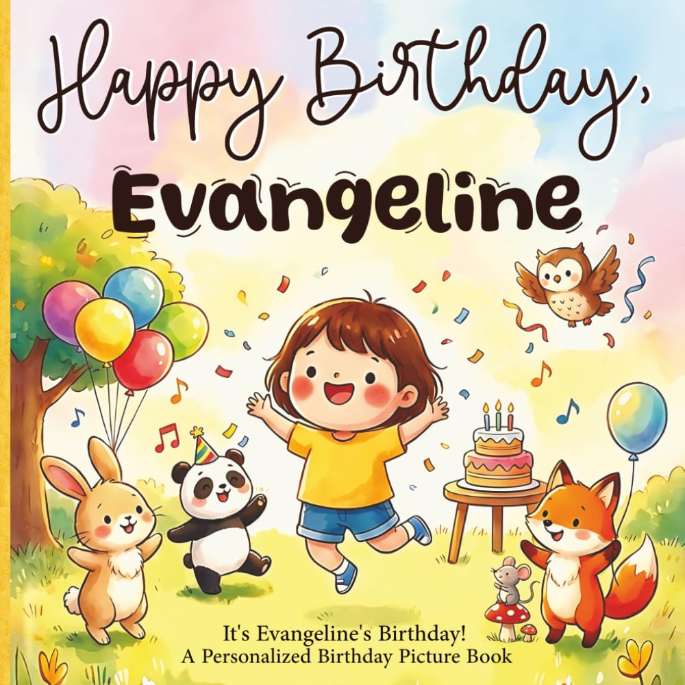 Happy Birthday, Evangeline! A Personalized Birthday Picture Book: It's Evangeline's Birthday! A Personalized Birthday Book for Evangeline – A Magical ... About Balloons, Cake, and Birthday Surprises