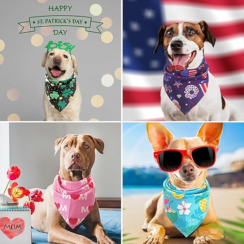 Miniatura 8 de PAWCHIE Bandanas navideñas para perros, paquete de 10 unidades, bufanda triangular para mascotas, estilo festival, bandanas de verano, día de la