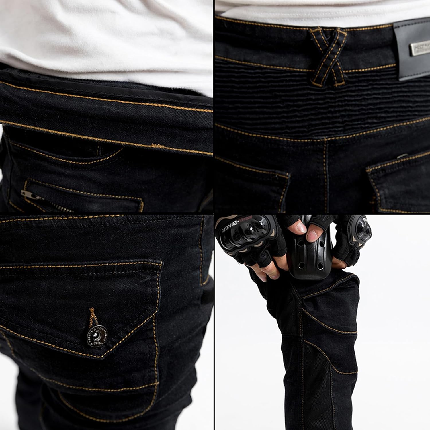 [RENHE] バイクパンツ 夏 メンズ バイク用メッシュパンツ 夏用 ライディングパンツ プロテクター ライダースパンツ 通気 バイクズボン ストレッチ素材 耐磨耗