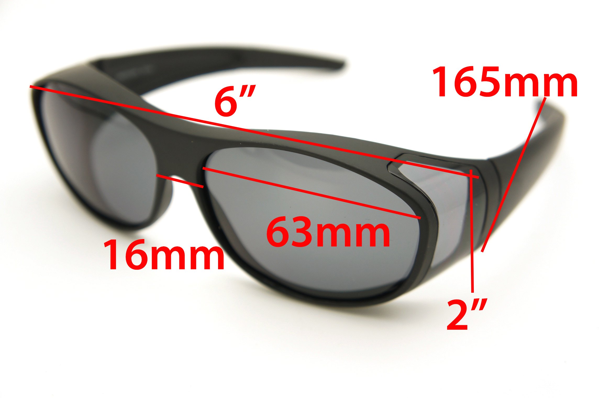 Fitcover CoverLens CoverOver Sunglasses WearOver Glasses Polarized many sizes (medium size shiny black/polarized smoke lens, one size)