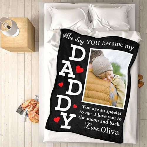 Miniatura 5 de FunStudio Manta personalizada para padre con foto, regalos personalizados para papá, papá, abuelo, papá, cumpleaños, Navidad