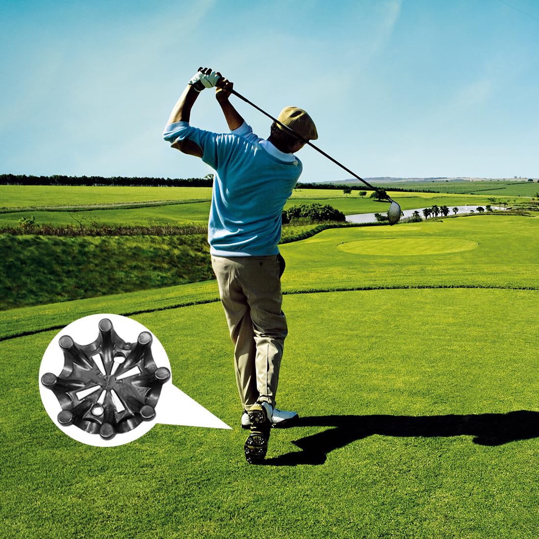Clavos de golf para zapatos con llave de instalación, 10 piezas
