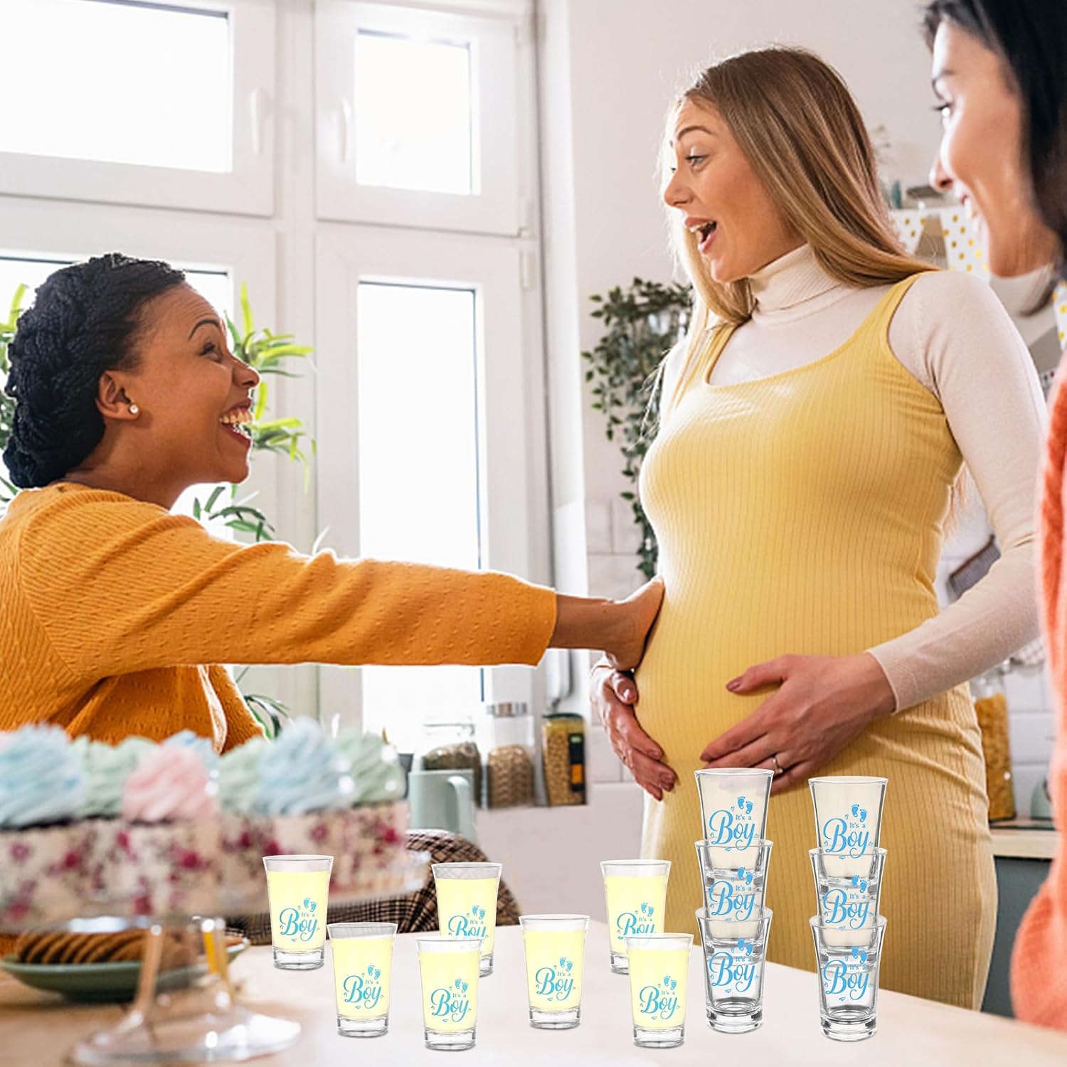 36 Sets Baby Shower Favors Shot Glasses It's a Boy Acrylic Shot Glasses with Bottle Opener Keychain Card Organza Bag Boy Girl Theme Party Thank You Return Gift for Guests Gender Reveal