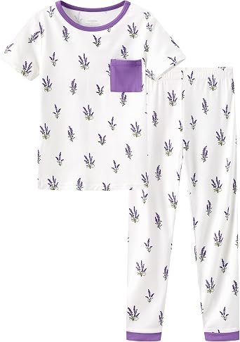 Toddler Printed Pajamas Boys Girls Sleepwear Little Kids Short Sleeve Top and Pants 2 Piece Pjs 2-8Y