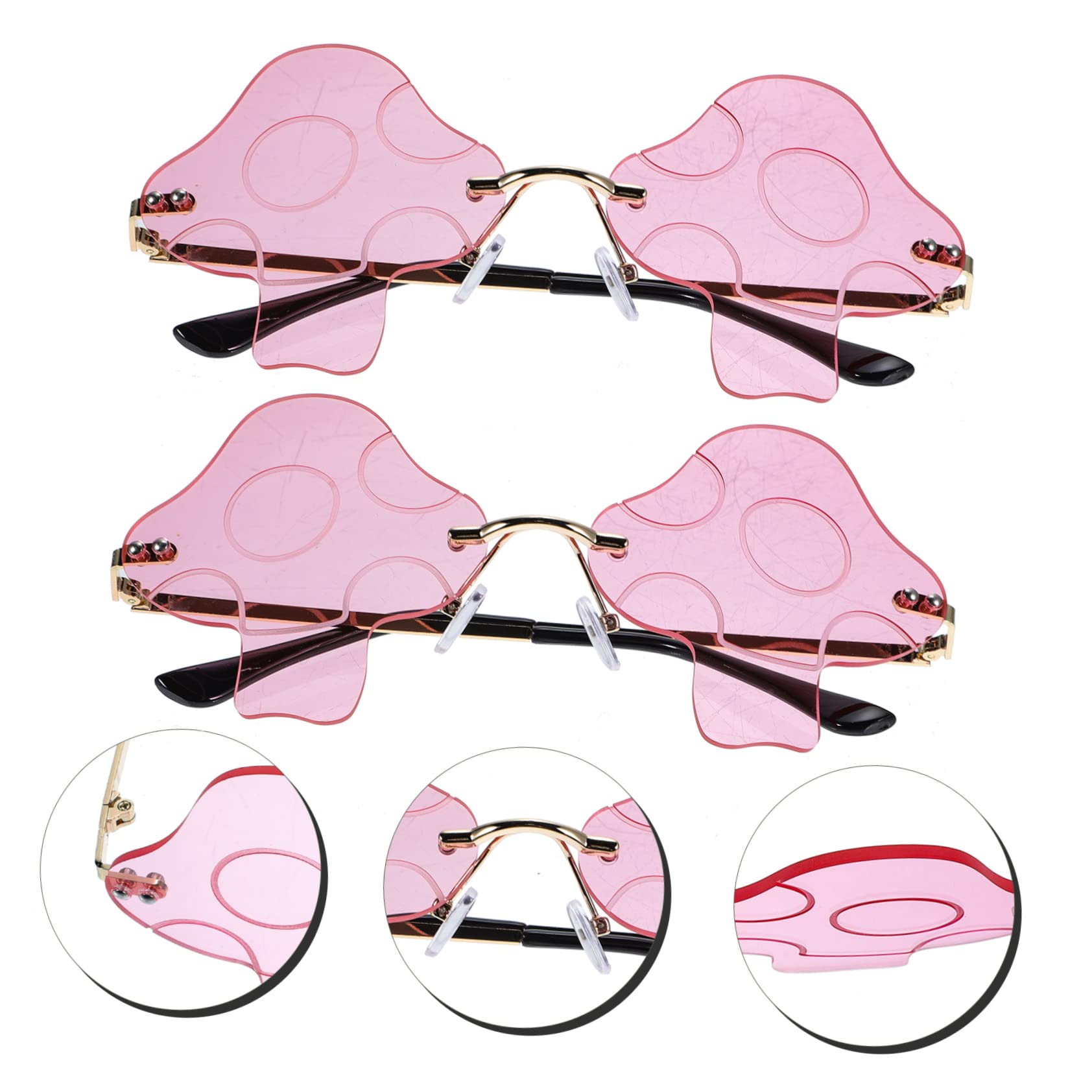 GALPADA 4 Set Di Occhiali Da Sole Oversize Alla Moda Da Uomo E Da Donna A Forma Di Fungo Con Montatura in Metallo Irregolare Leggeri E Decorativi Per Festival E Feste 2 Pezzi * 4