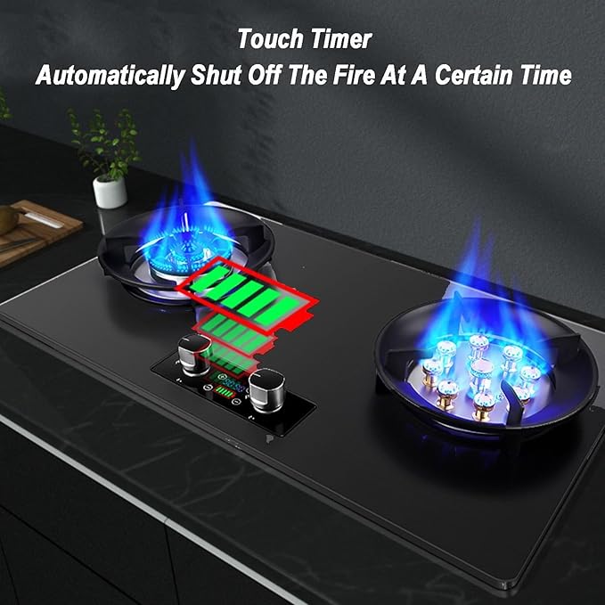 Estufa de Gas 2 Puestos, Vidrio Templado, Multigas, Empotrable miniatura 5