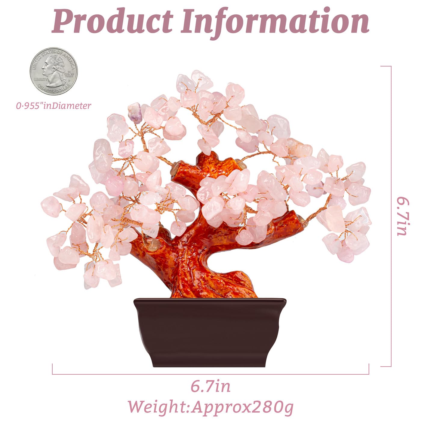 Amazon.com: NUKAYAI Rose Quartz Crystal Tree Cute Pink Room Home