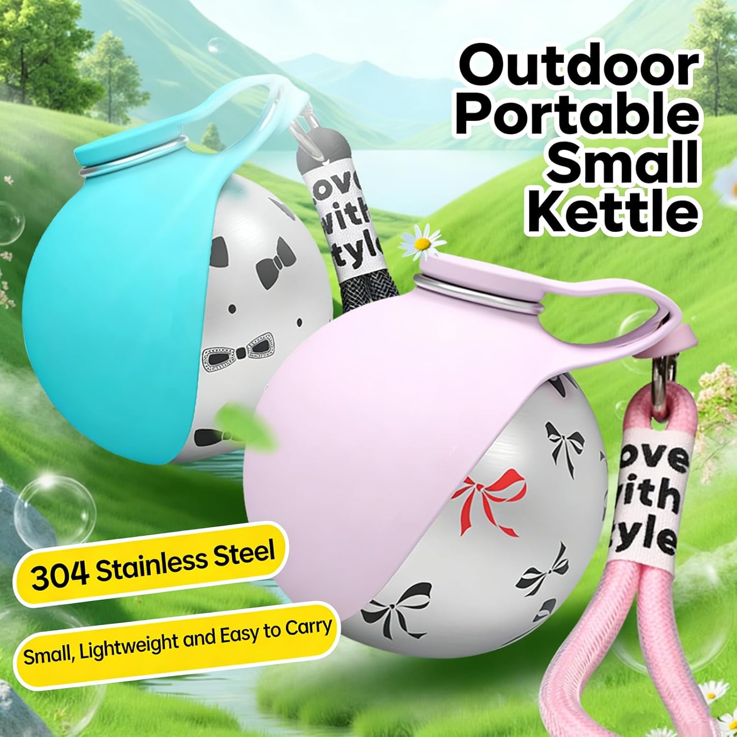 2-in-1 Portable Dog Water Bottle with Bowl,Foldable Pet Water Bottle for Travel,with Stainless Steel Cup & Silicone Bowl, Leak-Proof & Compact Dog Travel, Hiking & Travel (Pink Floral Pattern,2pcs)