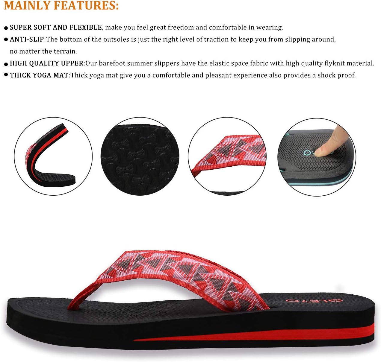 Womens Flip Flops Sandals Summer Beach Slippers 6 W9-multi Pink