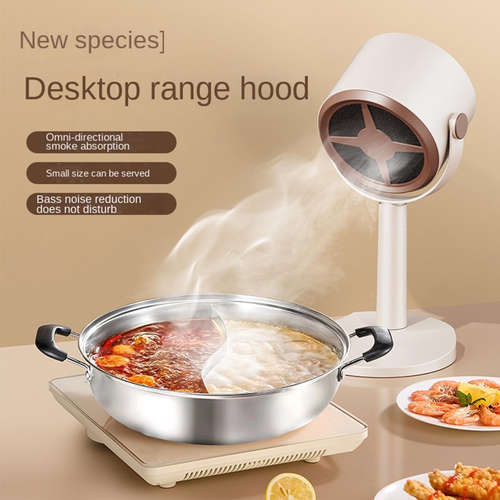 Cappa Aspirante Portatile | Purificatore d'Aria Silenzioso da Tavolo - con Filtro Rimovibile Aspiratore Portatile da Cucina Ricaricabile USB,per Odori Cottura Fornello Pentola Stufa Camper Dormitorio