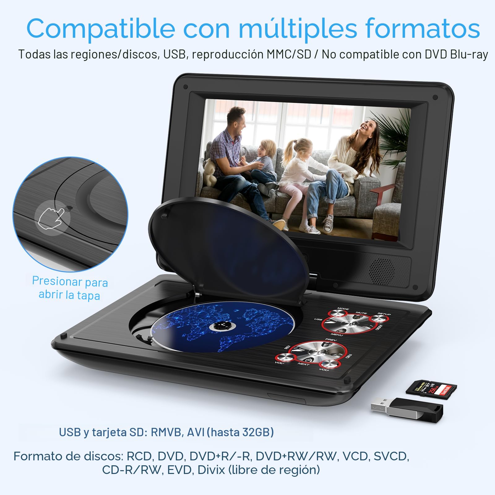Amazon.com: Reproductor de DVD portátil de 11.5 pulgadas con