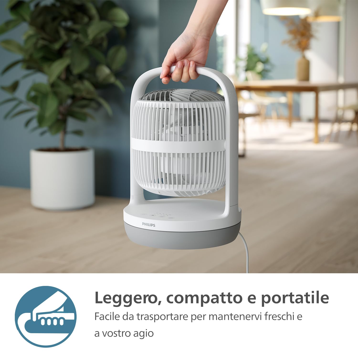 Philips Ventilatore da tavolo Serie 2000. Potente e ultra-silenzioso. 23 dB. Circolatore d'aria. Inclinazione regolabile di 180°.Timer 12 ore.CX2050, bianco. (Ricondizionato)