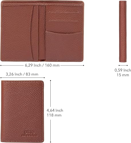 Miniatura 2 de Otto Angelino Cartera de piel plegable - Estilo pasaporte - identificación, tarjetas bancarias y efectivo, bloqueo RFID - Unisex