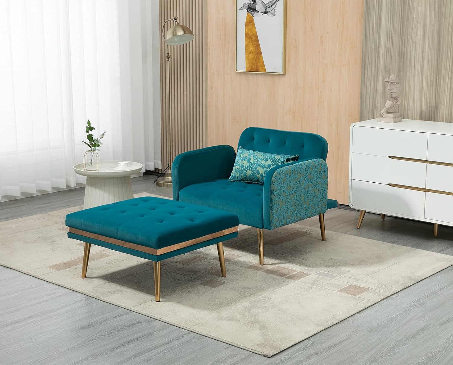 Amazon.com: 2 in 1 Chaise Lounge Chair, Velvet Convertible Chair Bed ...