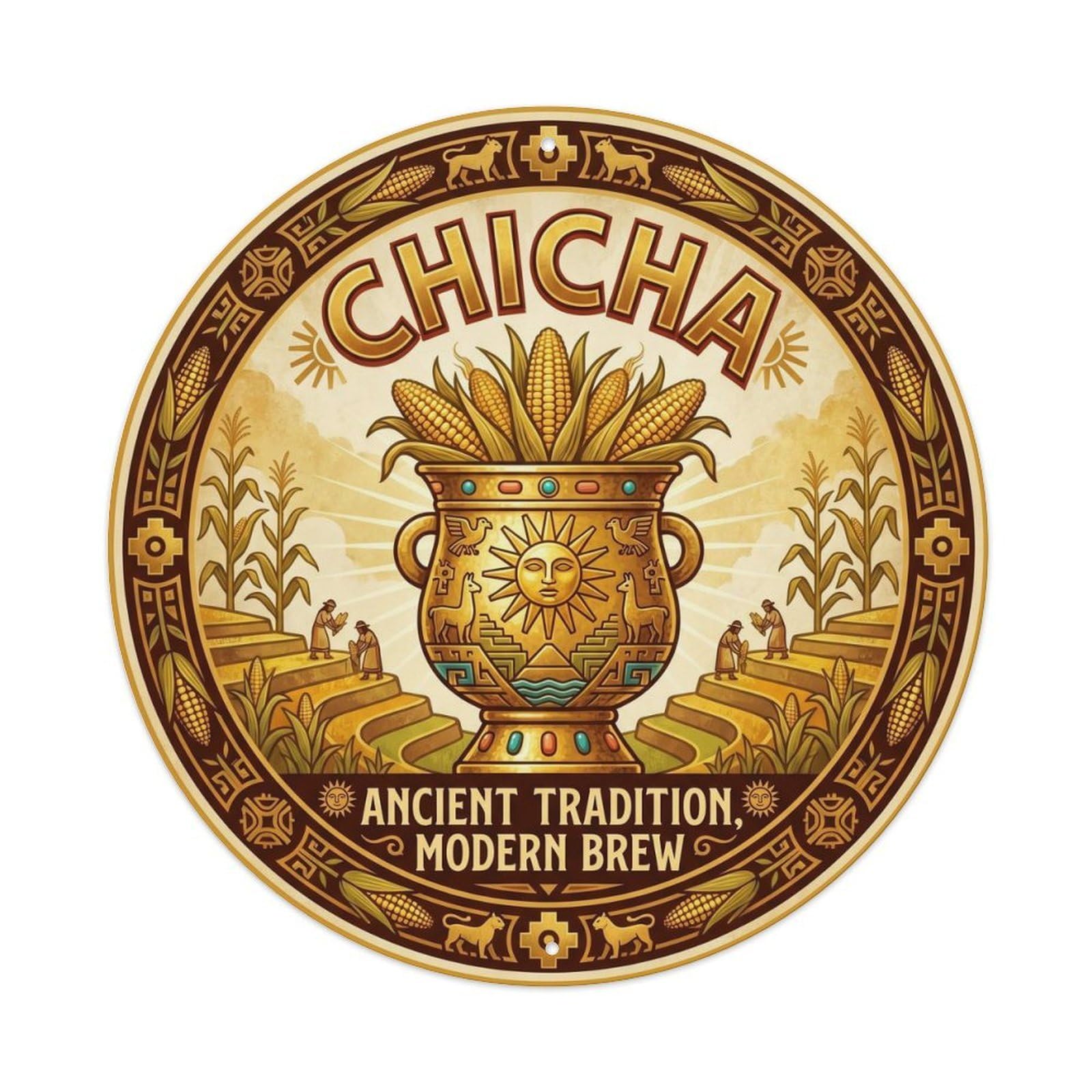 Retro Latin American Chicha Corn Beer Cellar Brew Fruit Metal Tin Sign