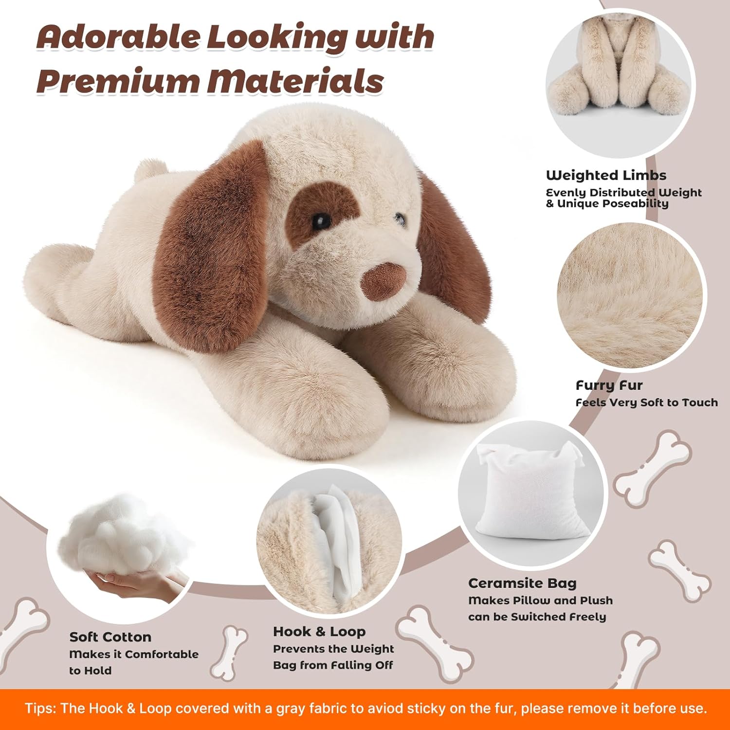 Bobbie & Laxi 24" & 4.5lbs Dog Stuffed Animal, Sitting & Laying Weighted Stuffed Animals, Cuddly & Soft Weighted Dog Plush for Adults & Kids, Dog Gifts for Christmas & Valentine’s Day