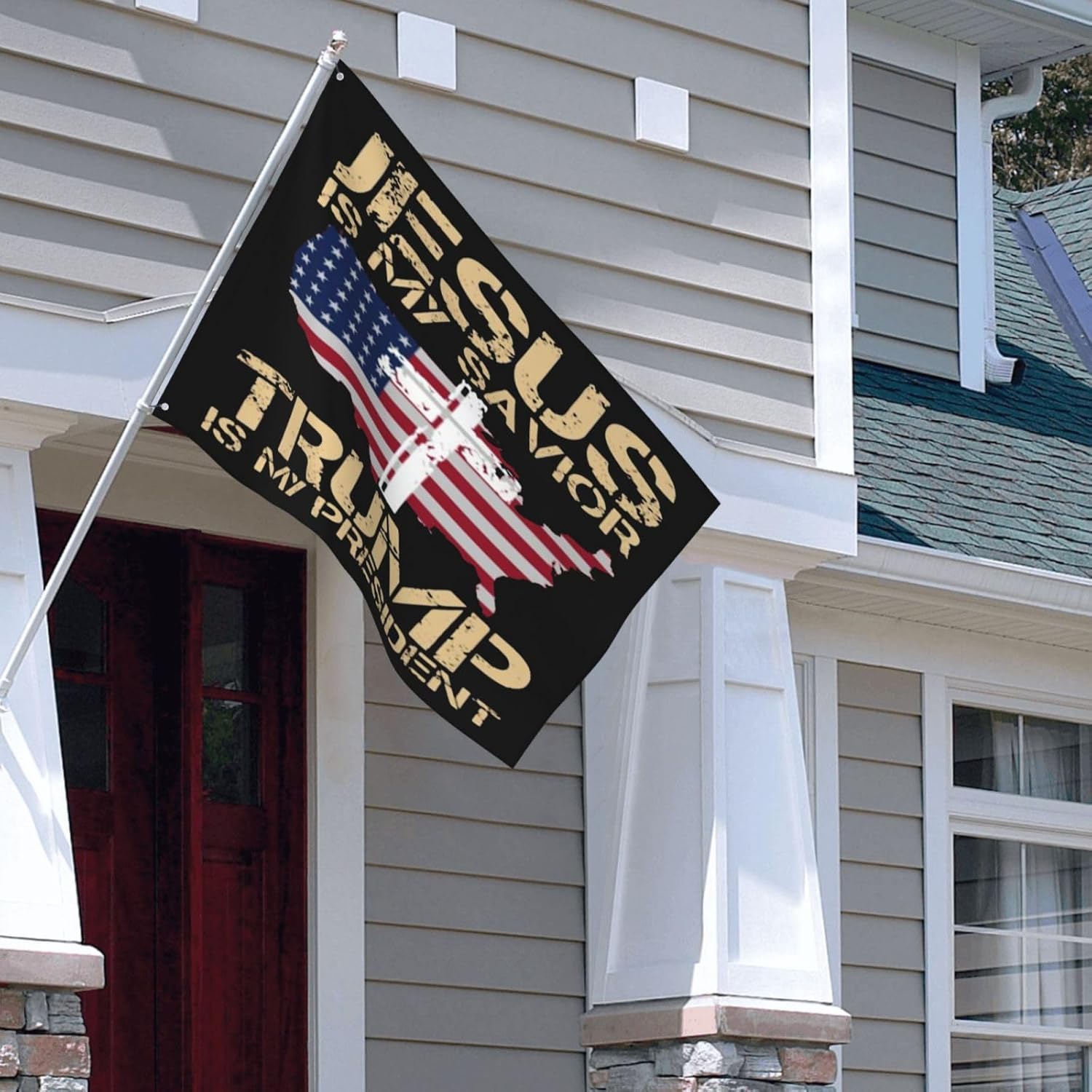 4X6 Ft Jesus Is My Savior Trump Is My President Outdoors Flag Garden Flag House Flag Colorfast Uv Resistant