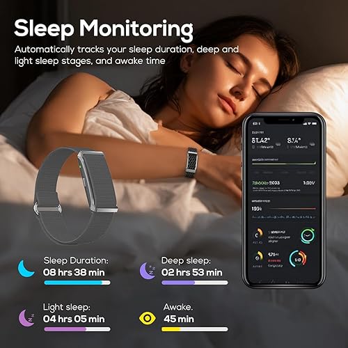 Miniatura 2 de Monitoreo continuo automático de datos de salud durante todo el día SpO2frecuencia cardíacapresión arterialestrés del sueñoIP68, rastreador de