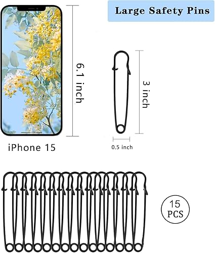 Miniatura 7 de 15 pasadores de seguridad grandes, pasadores de seguridad de acero resistente de 4 pulgadas para ropa, ideales para cuero, lona y lana, punta