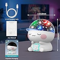 Vista 6 de Proyector de estrellas para niños, proyector de luz de bebé con temporizador de rotación de 360°, luces nocturnas para dormitorio, proyector de luz