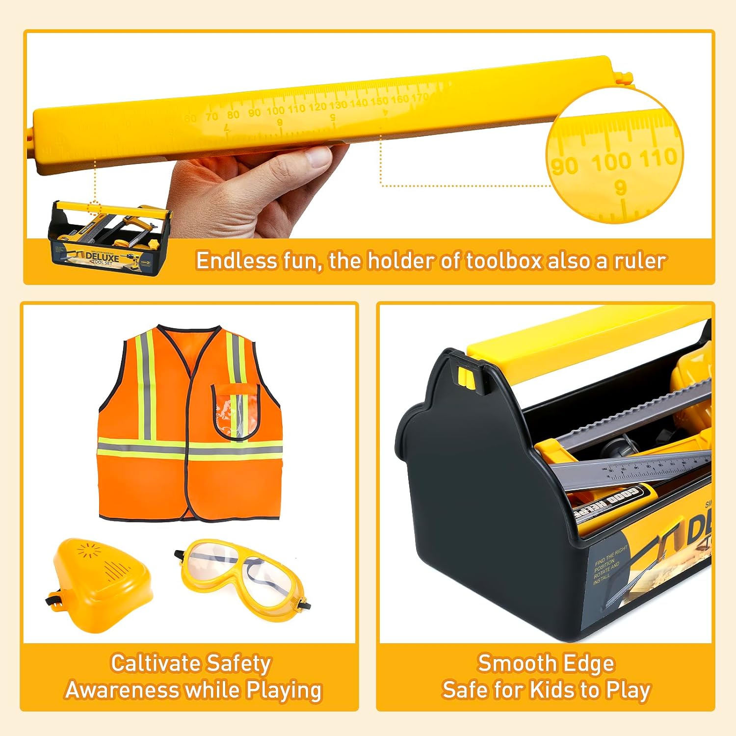 Zealous Kids Tool Set for Boys,Toddler Tool Set with Kids Tool Box & Electronic Toy Drill,Construction Pretend Play Tools for Kids,Toys for 3 4 5 Year Old Boys,Toddler Boy Toys - Image 5