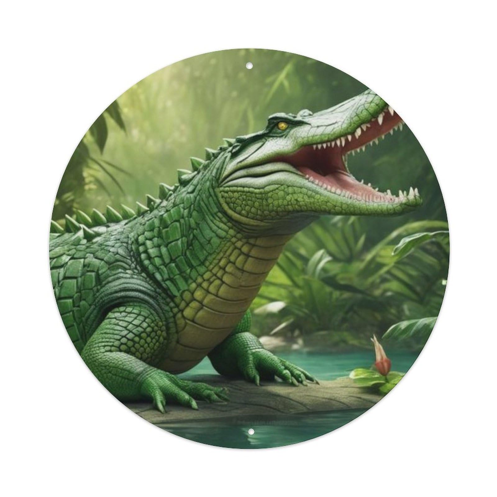 Animals Artwork Bloody Crocodile Vintage Metal Tin Sign Plaque Wall Decor for Cafe, Club Bar, Office, Garden Metal Poster 8x8Inch